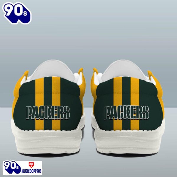 Personalized Green Bay Packers NFL Team White Canvas Loafer Shoes