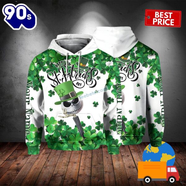 Personalized Happy St Patricks Jack Skellington Green 3D Hoodie Jacket 2025