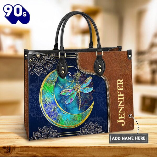 Personalized Hippie Dragonfly Moon Child Leather Bag , Christian Bags  Gift For Women Christmas