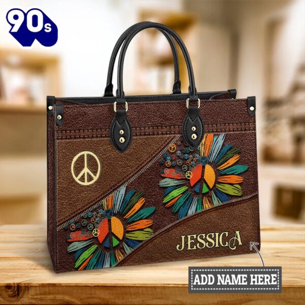 Personalized Hippie Soul Leather Bag , Christian Bags  Gift For Women Christmas