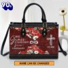 Personalized His Grace Is Sufficient For Me Lovely Flower Leather Bag , Christian Bags  Gift For Women Christmas