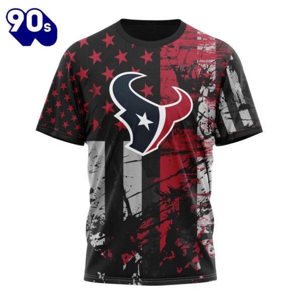 Personalized Houston Texans Classic Grunge American Flag Vetaran 3D Shirt Unisex