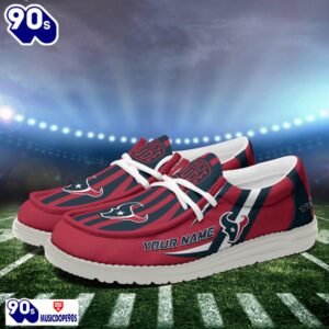 Personalized Houston Texans NFL Team White Canvas Loafer Shoes