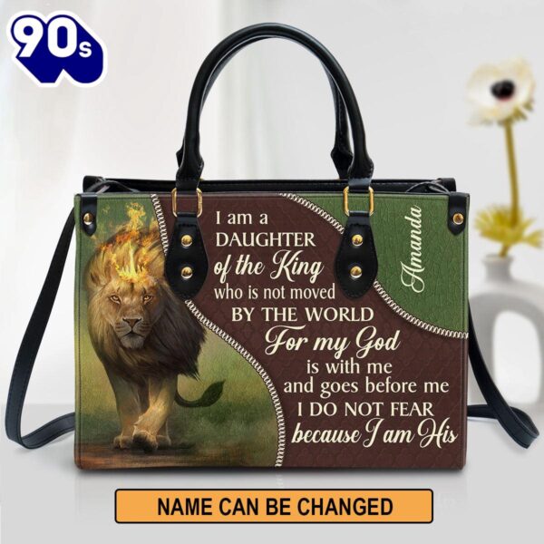 Personalized I Am A Daughter Of The King Unique Lion Leather Bag , Christian Bags  Gift For Women Christmas