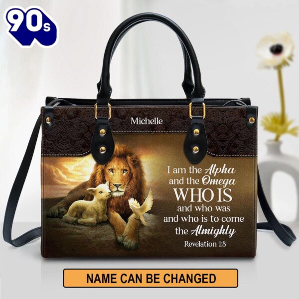 Personalized I Am The Alpha And The Omega Lovely Leather Bag , Christian Bags  Gift For Women Christmas