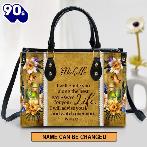 Personalized I Will Advise You And Watch Over You Unique Christian Leather Bag , Christian Bags  Gift For Women Christmas