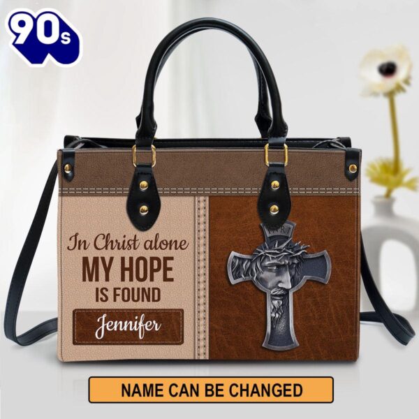 Personalized In Christ Alone My Hope Is Found Special Cross Leather Bag , Christian Bags  Gift For Women Christmas