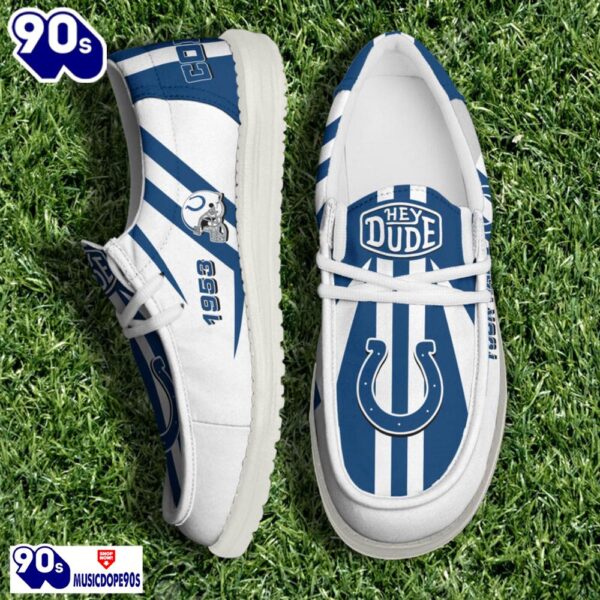 Personalized Indianapolis Colts NFL Team White Canvas Loafer Shoes