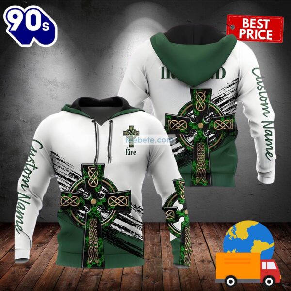 Personalized Irish St Patrick White 3D Realistic Hoodie 2025