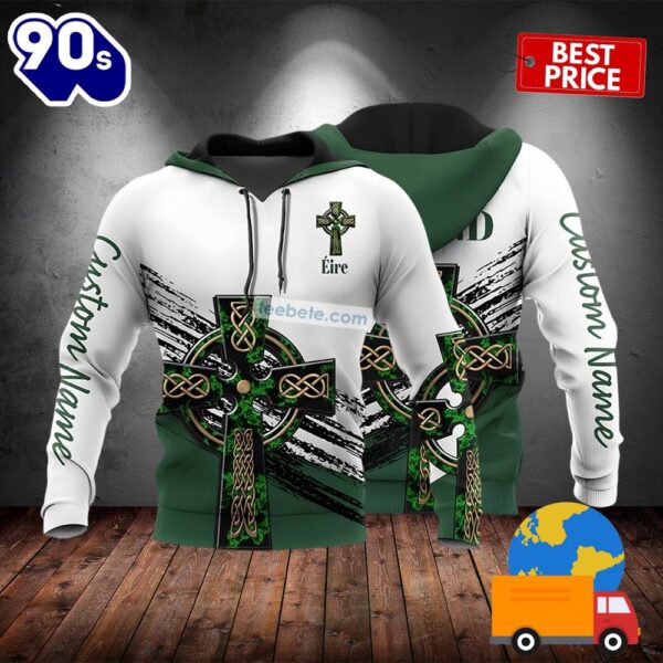 Personalized Irish St Patrick White 3D Realistic Hoodie 2025