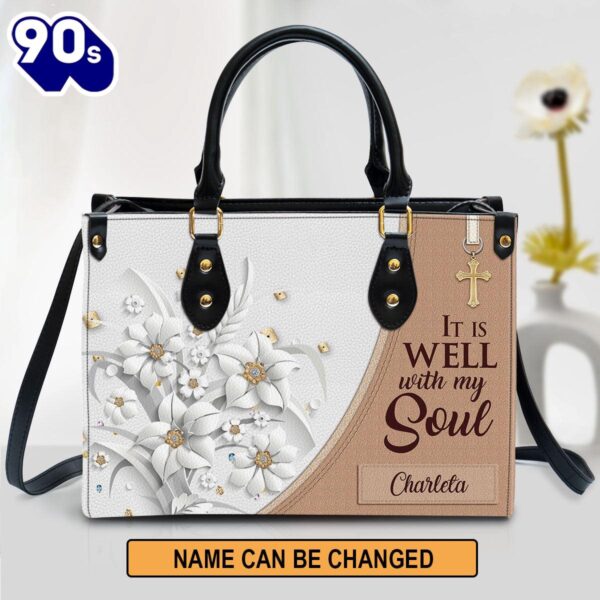 Personalized It Is Well With My Soul Leather Bag , Christian Bags  Gift For Women Christmas