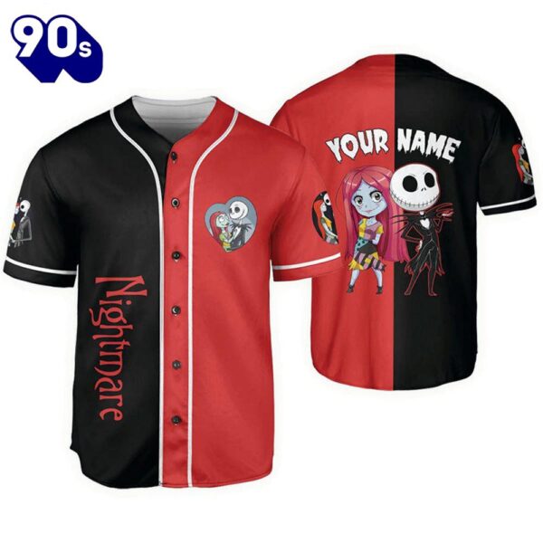 Personalized Jack And Sally Nightmare Baseball Jersey  Gift For Fans