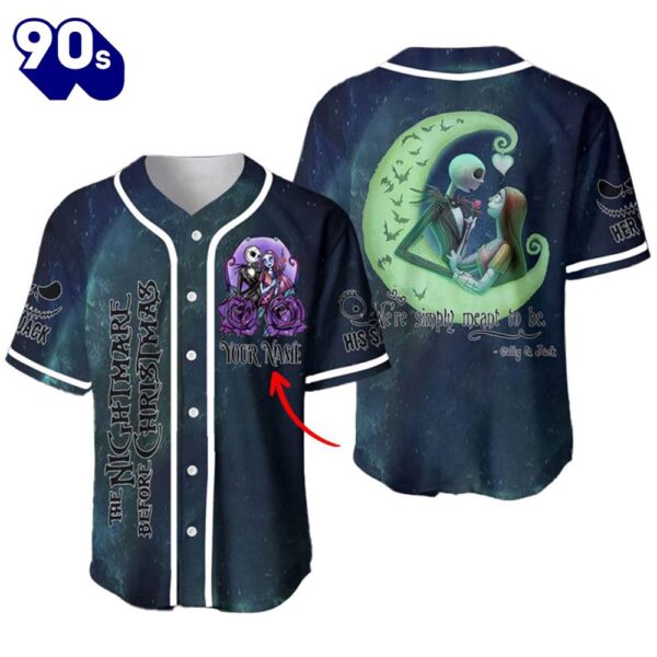 Personalized Jack & Sally We’re Simply Meant To Be Baseball Jersey  Gift For Fans