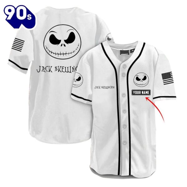 Personalized Jack Skellington American Flag 4th of July Baseball Jersey  Gift For Fans