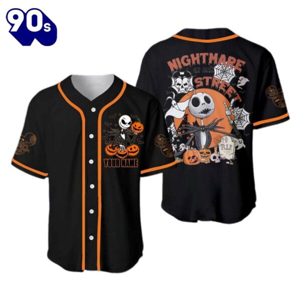 Personalized Jack Skellington Nightmare On Main Street Baseball Jersey  Gift For Fans