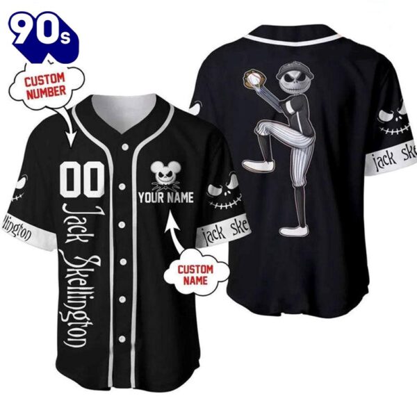 Personalized Jack Skellington Play Ball Black Baseball Jersey  Gift For Fans