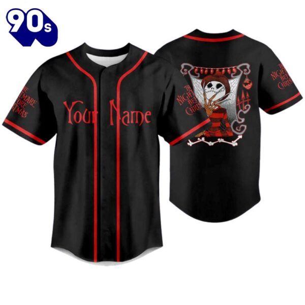 Personalized Jack Skellington Red Black Baseball Jersey  Gift For Fans