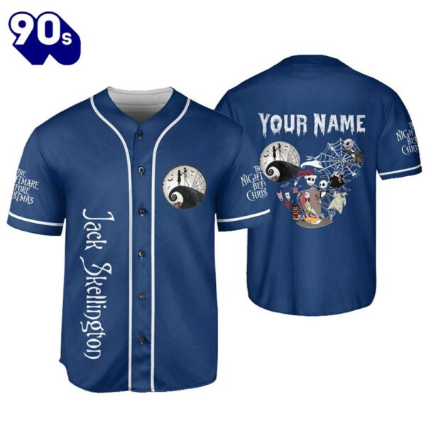 Personalized Jack Skellington Sally Under Moon Baseball Jersey  Gift For Fans