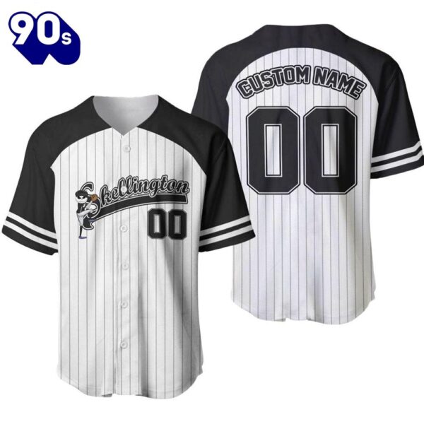 Personalized Jack Skellington Striped Black Baseball Jersey  Gift For Fans