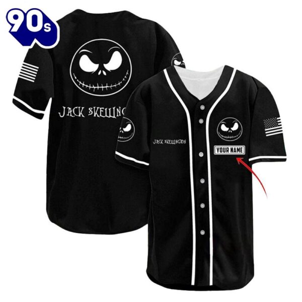 Personalized Jack Skellington USA Flag Baseball Jersey  Gift For Fans