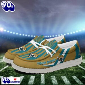 Personalized Jacksonville Jaguars NFL Team White Canvas Loafer Shoes