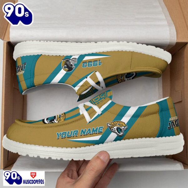 Personalized Jacksonville Jaguars NFL Team White Canvas Loafer Shoes