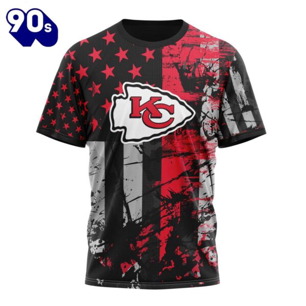 Personalized Kansas City Chiefs Classic Grunge American Flag Vetaran 3D Shirt Unisex