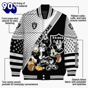 Personalized Las Vegas Raiders Mickey Donald Goofy Black White Jacket