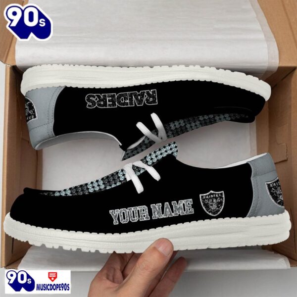 Personalized Las Vegas Raiders NFL 32 Teams HeyDude Canvas Loafer Shoes