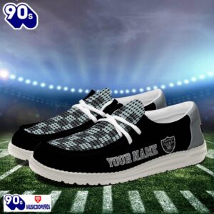 Personalized Las Vegas Raiders NFL 32 Teams HeyDude Canvas Loafer Shoes