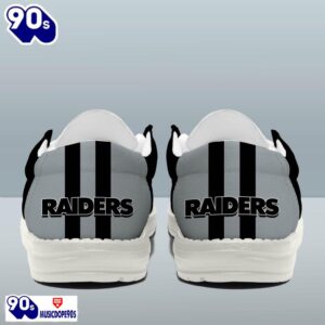 Personalized Las Vegas Raiders NFL Team White Canvas Loafer Shoes