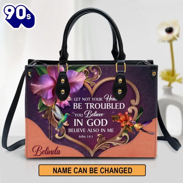 Personalized Leather Bag For Women – Let Not Your Heart Be Troubled Leather Bag Leather Bag , Christian Bags  Gift For Women Christmas