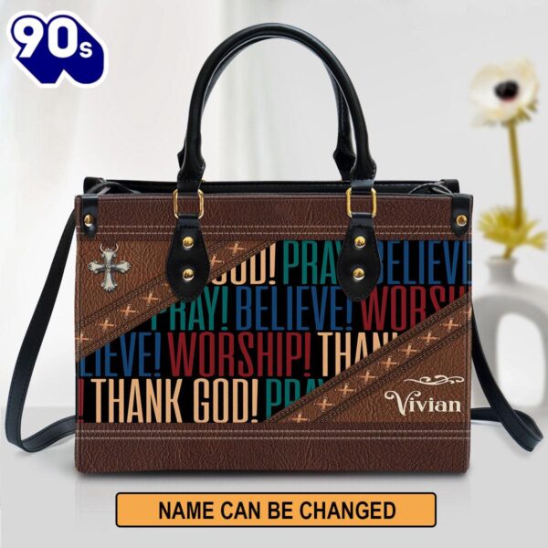 Personalized Leather Bag For Women – Pray Believe Worship Leather Bag Leather Bag , Christian Bags  Gift For Women Christmas