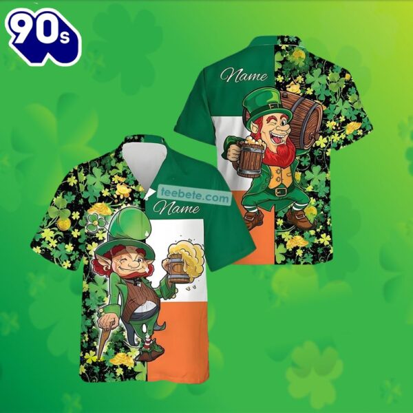 Personalized Leprechaun Beer Shamrock St Patricks Green Hawaiian Shirts 2025