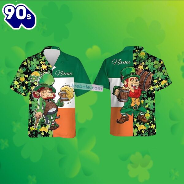 Personalized Leprechaun Beer Shamrock St Patricks Green Hawaiian Shirts 2025