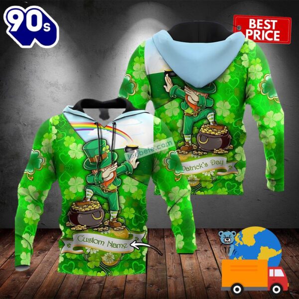 Personalized Leprechaun Dabbing St Patrick Green 3D Design Hoodie 2025