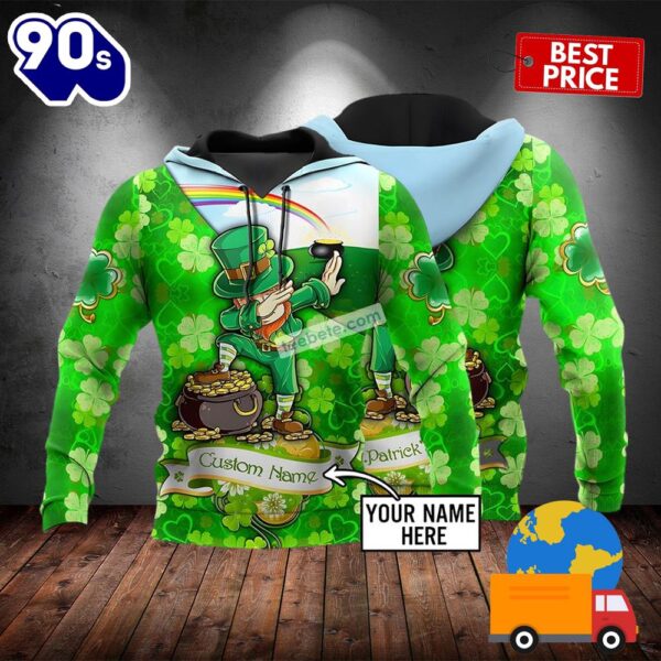 Personalized Leprechaun Dabbing St Patrick Green 3D Design Hoodie 2025