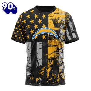 Personalized Los Angeles Chargers Classic Grunge American Flag Vetaran 3D Shirt Unisex