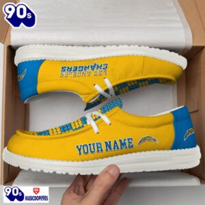 Personalized Los Angeles Chargers NFL 32 Teams HeyDude Canvas Loafer Shoes