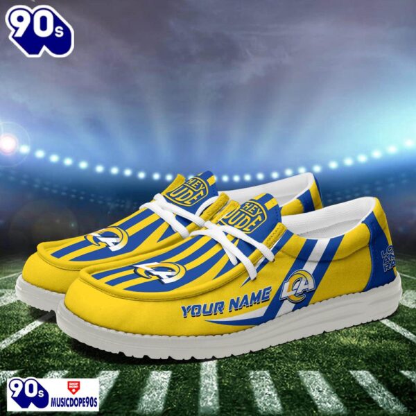 Personalized Los Angeles Rams NFL Team White Canvas Loafer Shoes