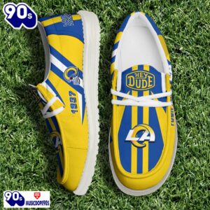 Personalized Los Angeles Rams NFL Team White Canvas Loafer Shoes