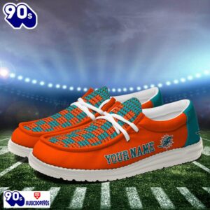 Personalized Miami Dolphins NFL 32 Teams HeyDude Canvas Loafer Shoes