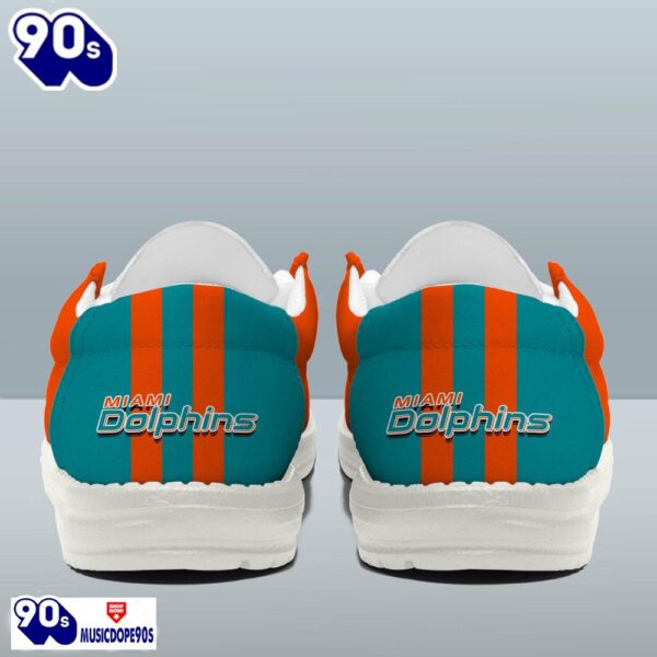 Personalized Miami Dolphins NFL Team White Canvas Loafer Shoes