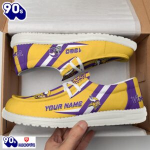 Personalized Minnesota Vikings NFL Team White Canvas Loafer Shoes