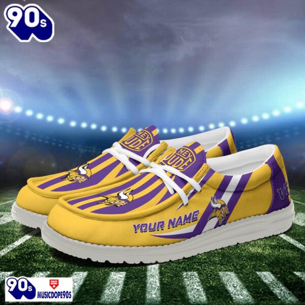 Personalized Minnesota Vikings NFL Team White Canvas Loafer Shoes