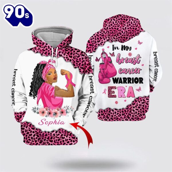 Personalized Name Breast Cancer Awareness In My Cancer Warrior Era All Over Print Hoodie