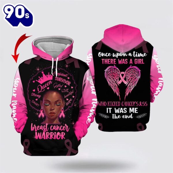 Personalized Name Breast Cancer Warrior All Over Print Hoodie