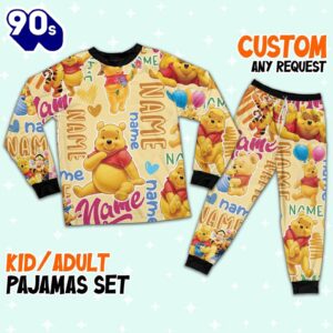 Personalized Name Classic Winnie the Pooh Pajamas Set - Movie Cartoon Holiday Pajamas