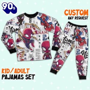 Personalized Name Peter Parker Spider Man Friends Comic Pajamas - Movie Cartoon Holiday Pajamas