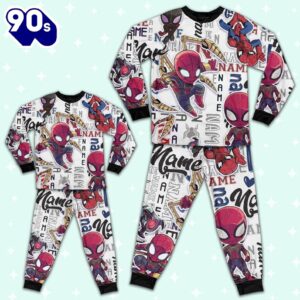 Personalized Name Peter Parker Spider Man Friends Comic Pajamas - Movie Cartoon Holiday Pajamas